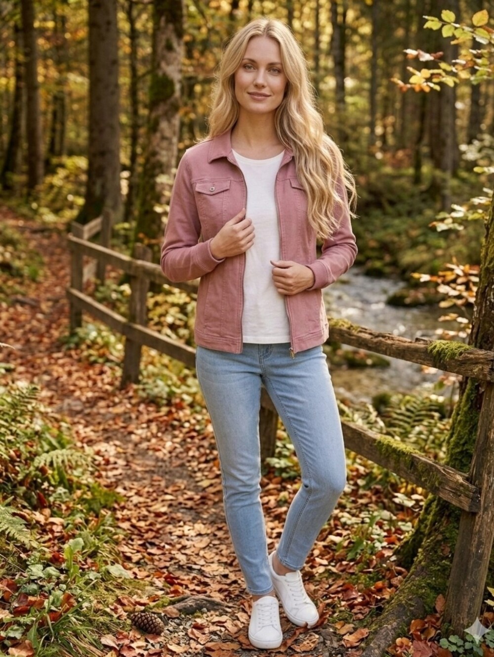 Women's Dusty Rose Zip-Front Jacket Soft Cotton Blend W Stretch Fall Pink Size S